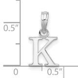 Sterling Silver Initial Pendant with Polished Uppercase K Charm, Modern Block Letter Monogram