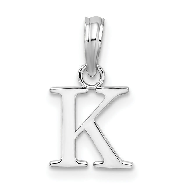 Sterling Silver Initial Pendant with Polished Uppercase K Charm, Modern Block Letter Monogram