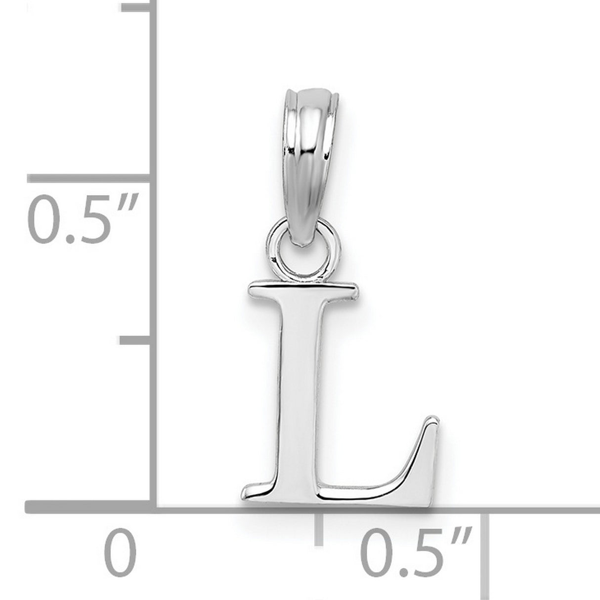 Sterling Silver Letter L Pendant Charm, Polished Alphabet Initial Jewelry for Women or Unisex