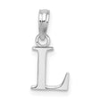 Sterling Silver Letter L Pendant Charm, Polished Alphabet Initial Jewelry for Women or Unisex