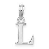 Sterling Silver Letter L Pendant Charm, Polished Alphabet Initial Jewelry for Women or Unisex