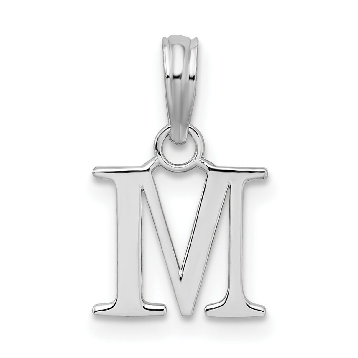 Sterling Silver Letter M Pendant, Uppercase Block Initial Charm for Women or Unisex Wear