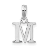Sterling Silver Letter M Pendant, Uppercase Block Initial Charm for Women or Unisex Wear