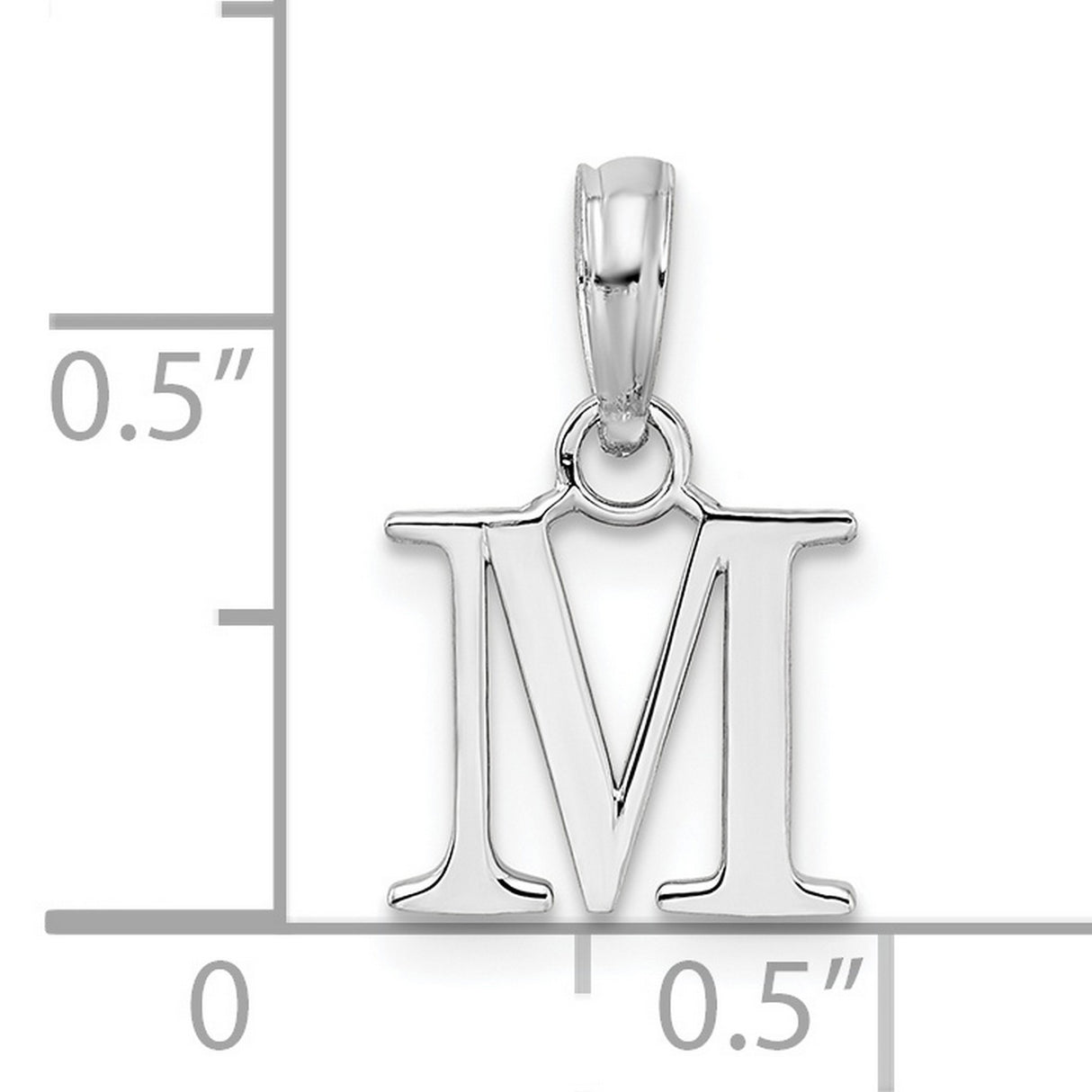 Sterling Silver Letter M Pendant, Uppercase Block Initial Charm for Women or Unisex Wear