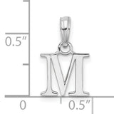 Sterling Silver Letter M Pendant, Uppercase Block Initial Charm for Women or Unisex Wear