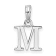 Sterling Silver Letter M Pendant, Uppercase Block Initial Charm for Women or Unisex Wear
