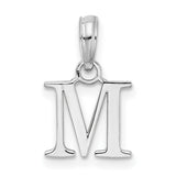Sterling Silver Letter M Pendant, Uppercase Block Initial Charm for Women or Unisex Wear