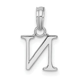 Sterling Silver Letter N Pendant, Polished Uppercase Initial Charm for Women or Unisex