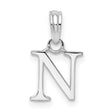 Sterling Silver Letter N Pendant, Polished Uppercase Initial Charm for Women or Unisex
