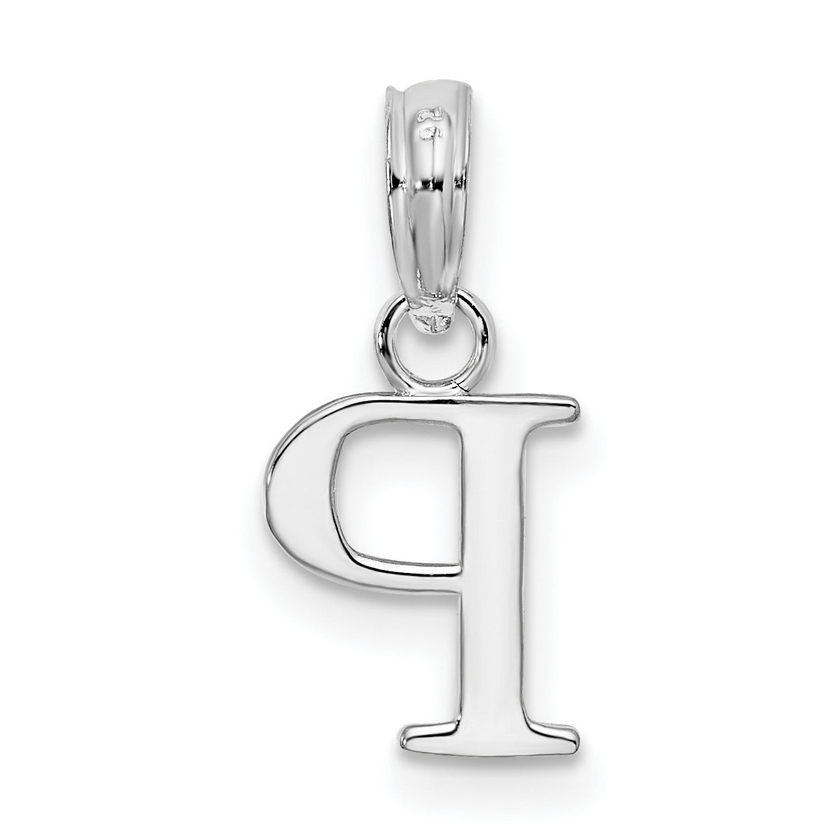 Sterling Silver Initial Pendant with Polished Block Letter P Design for Women