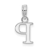 Sterling Silver Initial Pendant with Polished Block Letter P Design for Women