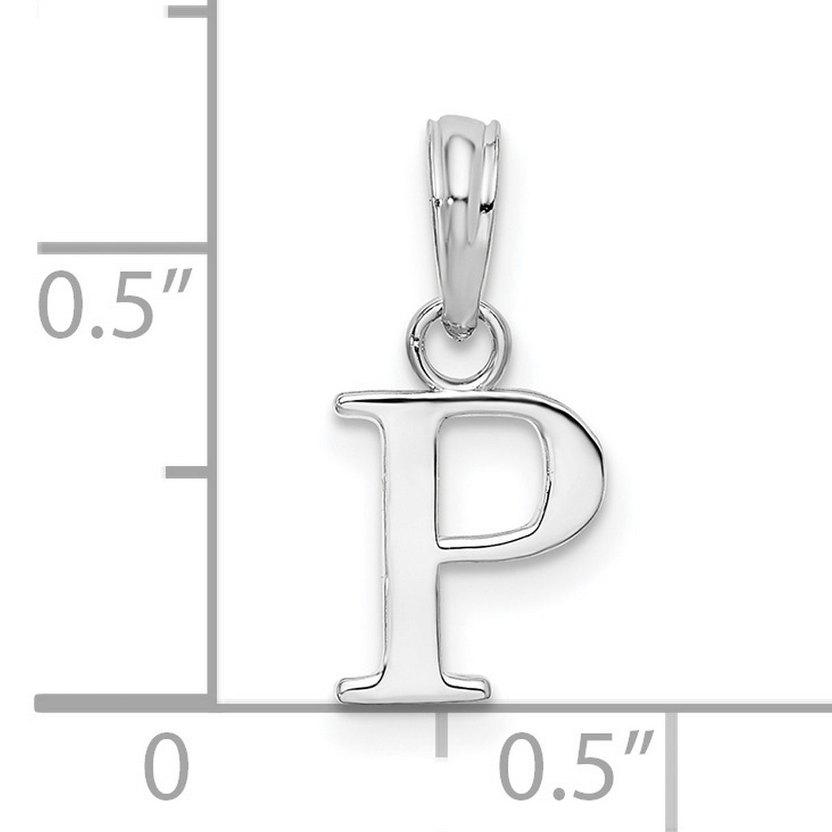 Sterling Silver Initial Pendant with Polished Block Letter P Design for Women