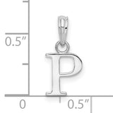 Sterling Silver Initial Pendant with Polished Block Letter P Design for Women