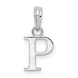 Sterling Silver Initial Pendant with Polished Block Letter P Design for Women