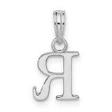Sterling Silver Initial R Pendant, Polished Block Letter Charm for Necklace or Bracelet