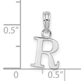 Sterling Silver Initial R Pendant, Polished Block Letter Charm for Necklace or Bracelet