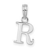 Sterling Silver Initial R Pendant, Polished Block Letter Charm for Necklace or Bracelet