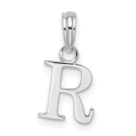 Sterling Silver Initial R Pendant, Polished Block Letter Charm for Necklace or Bracelet