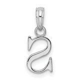 Sterling Silver S Initial Pendant, Polished Cursive Uppercase Letter Charm for Women or Unisex