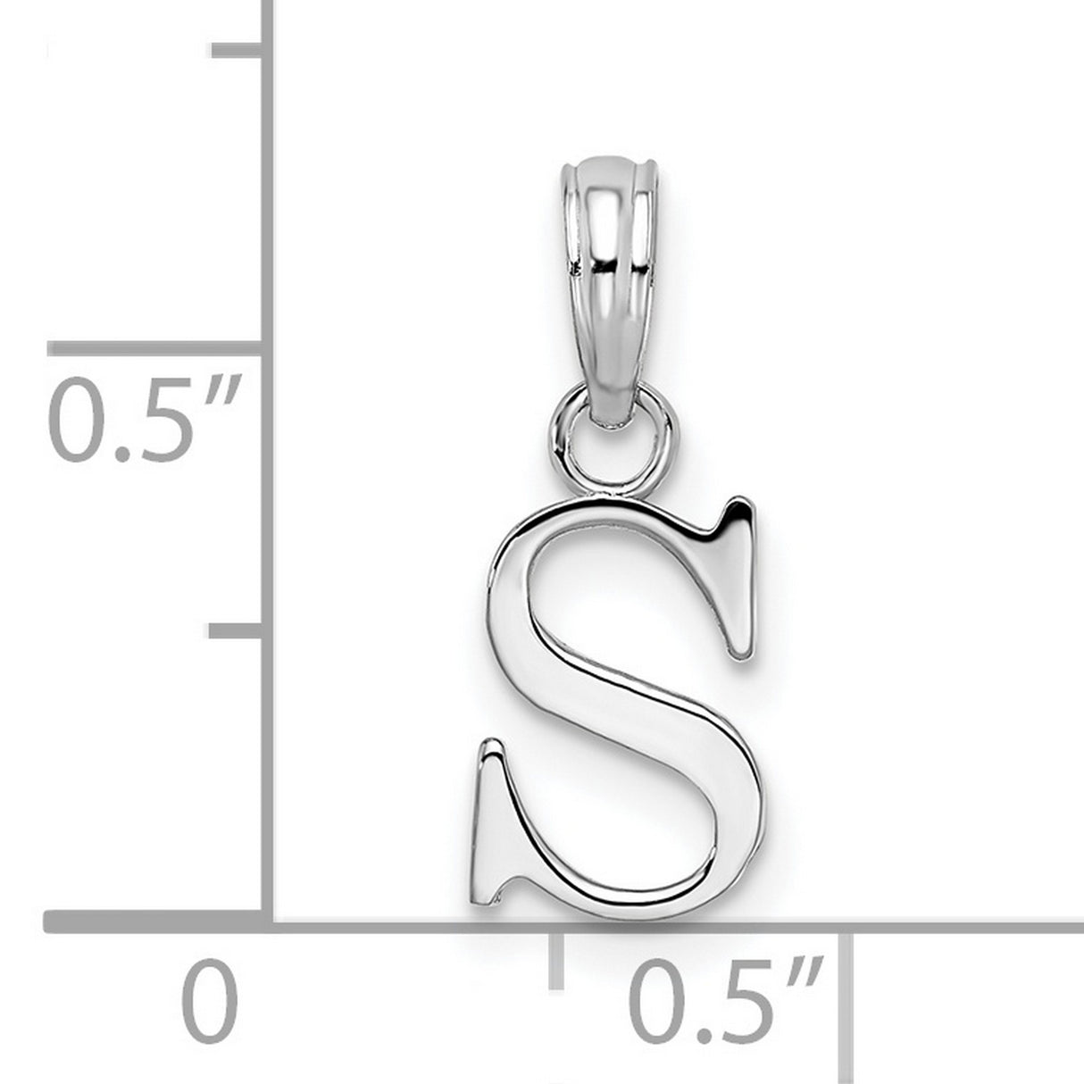 Sterling Silver S Initial Pendant, Polished Cursive Uppercase Letter Charm for Women or Unisex