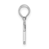 Sterling Silver T Initial Pendant Charm, Polished Block Letter, Unisex Monogram Jewelry