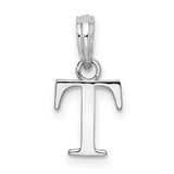 Sterling Silver T Initial Pendant Charm, Polished Block Letter, Unisex Monogram Jewelry