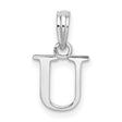 Sterling Silver Letter U Pendant Charm, Polished Block Initial for Women or Unisex Use