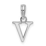 Sterling Silver Letter V Pendant, Polished Finish Alphabet Charm, Modern Monogram Jewelry