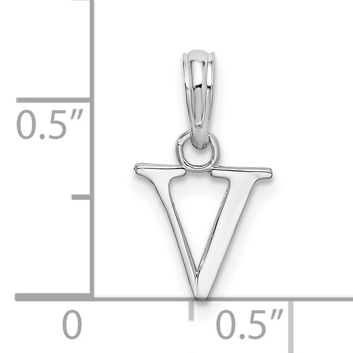Sterling Silver Letter V Pendant, Polished Finish Alphabet Charm, Modern Monogram Jewelry