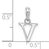 Sterling Silver Letter V Pendant, Polished Finish Alphabet Charm, Modern Monogram Jewelry