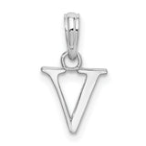 Sterling Silver Letter V Pendant, Polished Finish Alphabet Charm, Modern Monogram Jewelry