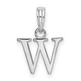 Sterling Silver Pendant, Letter W Block Initial Charm, Minimalist Alphabet Jewelry for Women or Unisex