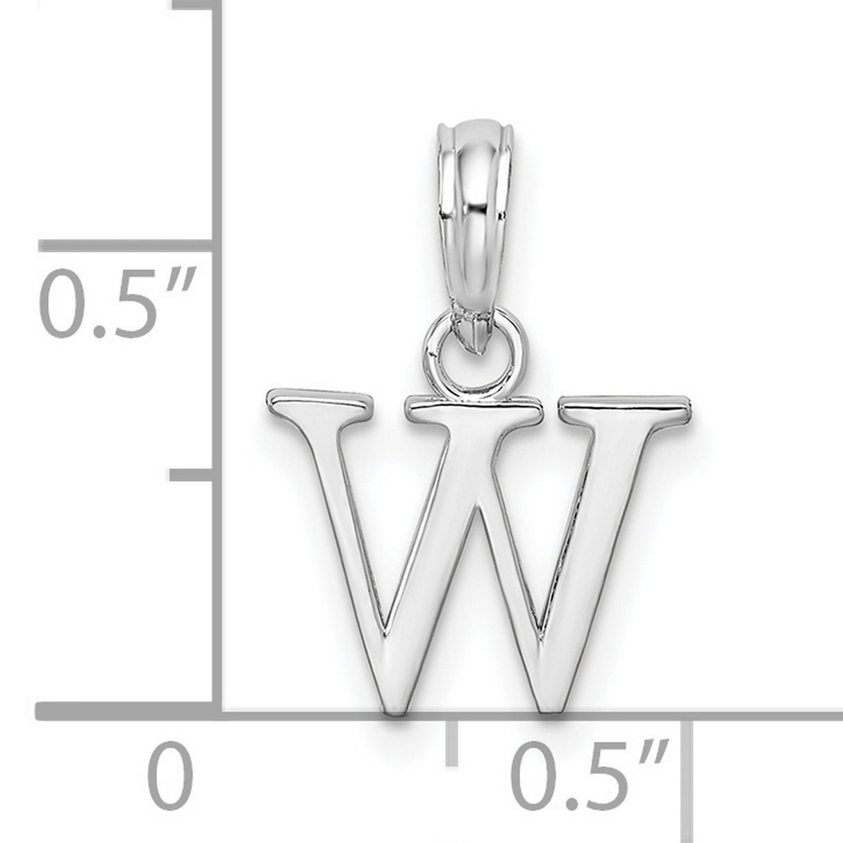 Sterling Silver Pendant, Letter W Block Initial Charm, Minimalist Alphabet Jewelry for Women or Unisex