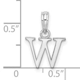 Sterling Silver Pendant, Letter W Block Initial Charm, Minimalist Alphabet Jewelry for Women or Unisex