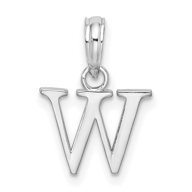 Sterling Silver Pendant, Letter W Block Initial Charm, Minimalist Alphabet Jewelry for Women or Unisex