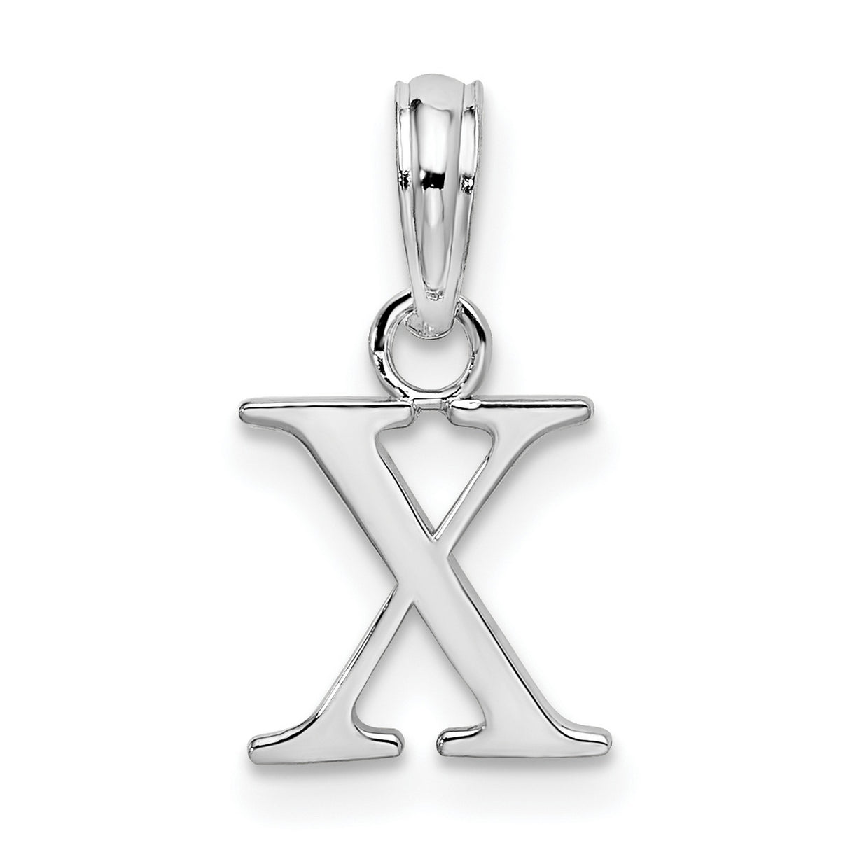 Sterling Silver Initial X Pendant Charm, Polished Block Letter Design, Unisex Monogram Jewelry