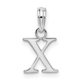 Sterling Silver Initial X Pendant Charm, Polished Block Letter Design, Unisex Monogram Jewelry