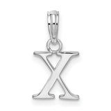 Sterling Silver Initial X Pendant Charm, Polished Block Letter Design, Unisex Monogram Jewelry