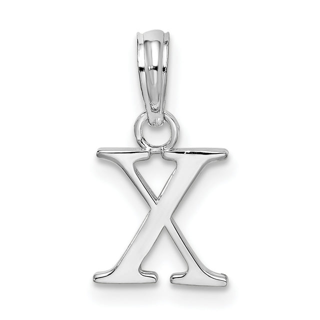 Sterling Silver Initial X Pendant Charm, Polished Block Letter Design, Unisex Monogram Jewelry