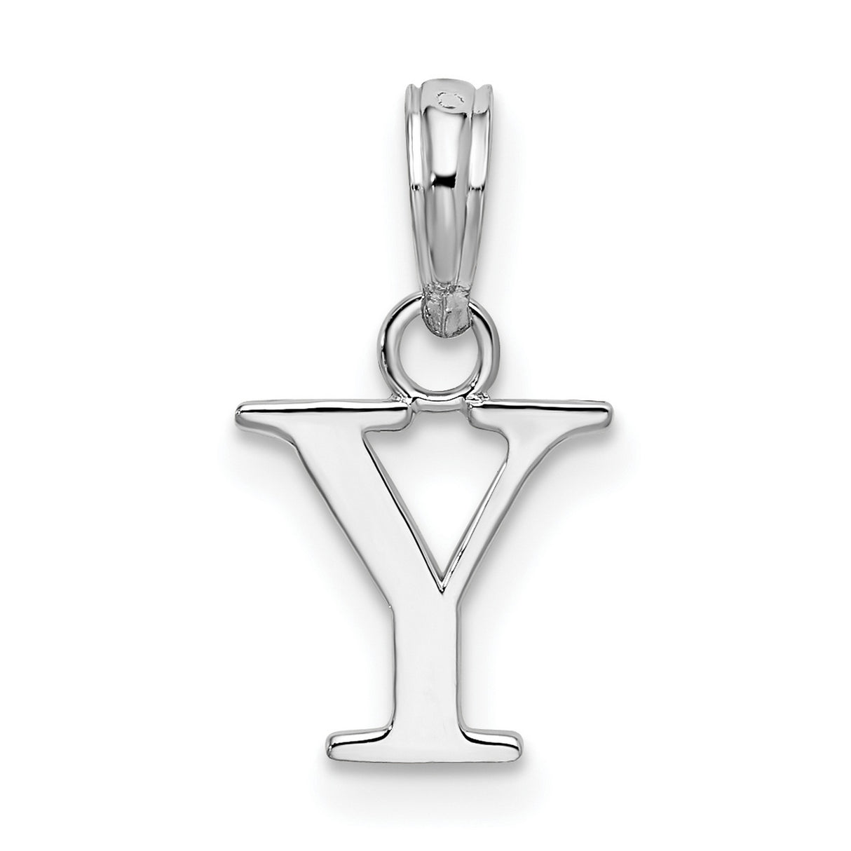 Polished Block Initial -Y- Charm Pendant in Real 925 Sterling Silver