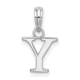 Polished Block Initial -Y- Charm Pendant in Real 925 Sterling Silver
