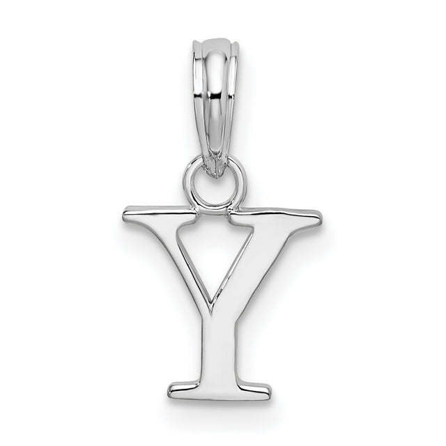 Polished Block Initial -Y- Charm Pendant in Real 925 Sterling Silver