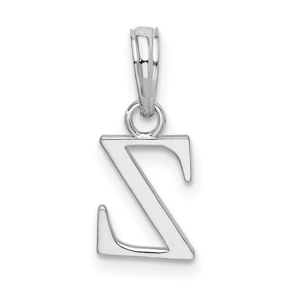 Sterling Silver Pendant with Polished Block Letter Z, Unisex Alphabet Charm Jewelry