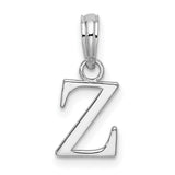 Sterling Silver Pendant with Polished Block Letter Z, Unisex Alphabet Charm Jewelry