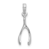 Sterling Silver Wishbone Pendant, Sleek Polished Charm Symbolizing Luck and Fortune, Unisex Jewelry