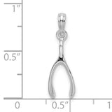 Sterling Silver Wishbone Pendant, Sleek Polished Charm Symbolizing Luck and Fortune, Unisex Jewelry