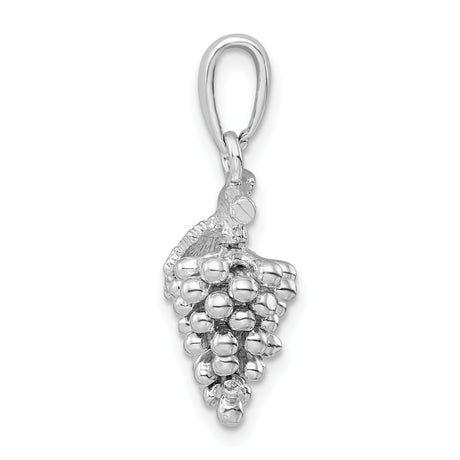 Sterling Silver Grape Cluster Pendant with 3D Vine and Leaf Detail, Christian Symbol