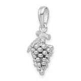 Sterling Silver Grape Cluster Pendant with 3D Vine and Leaf Detail, Christian Symbol