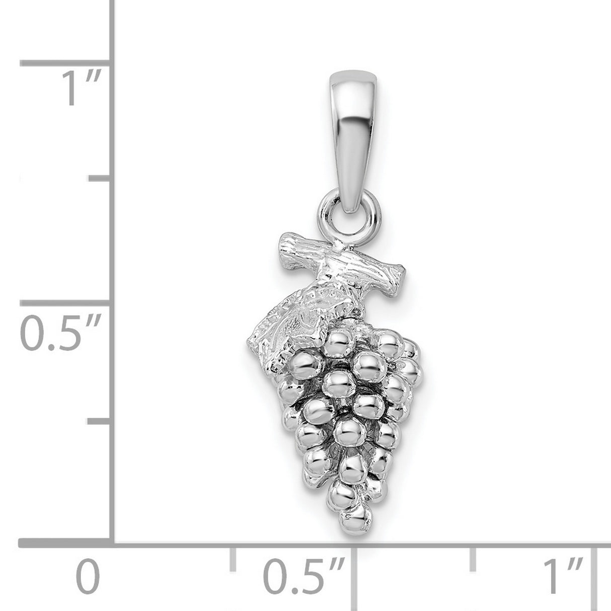 Sterling Silver Grape Cluster Pendant with 3D Vine and Leaf Detail, Christian Symbol