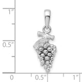 Sterling Silver Grape Cluster Pendant with 3D Vine and Leaf Detail, Christian Symbol